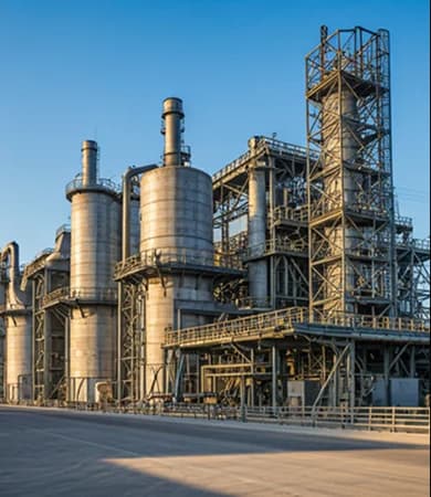 Katta temir-beton inshootlar bilan og'ir sanoat ishlab chiqarish zavodi